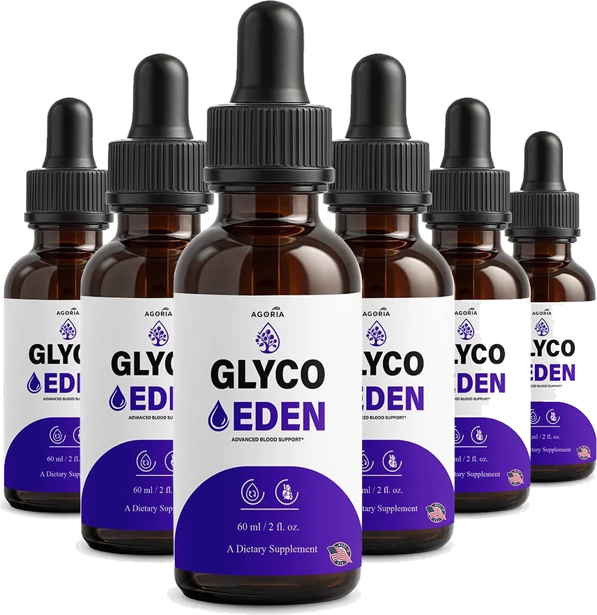 GlycoEden six-bottle pack, 6 amber dropper bottles