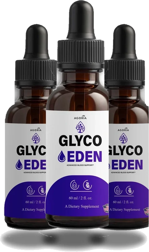 GlycoEden three-bottle pack, 3 amber dropper bottles