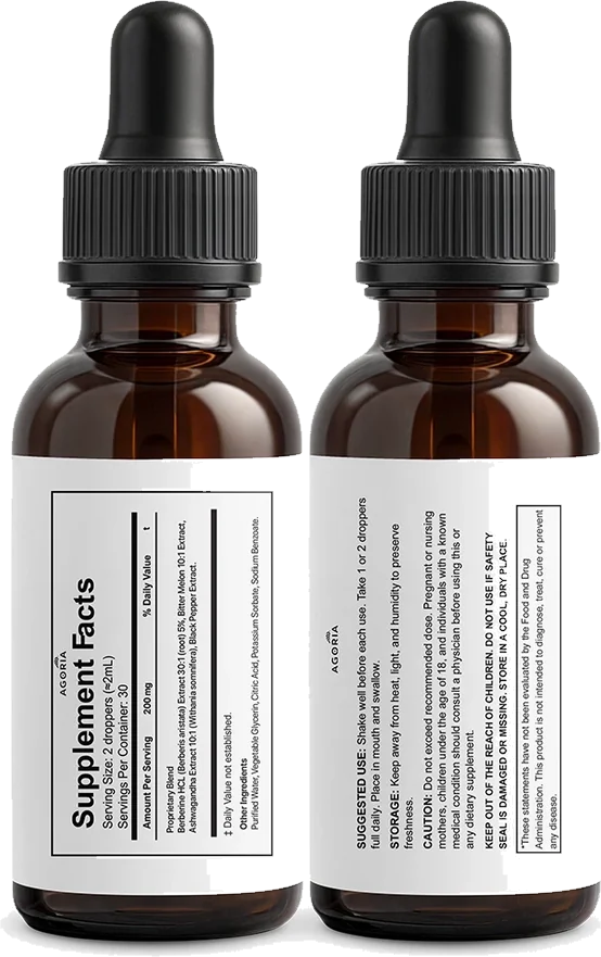 The GlycoEden Supplement Facts panel and directions panel, photographed on two bottles